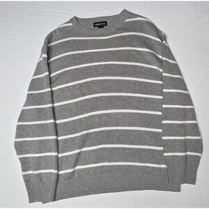 Arden B. Gray With White Stripes Knit Sweater Size Medium